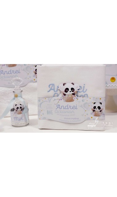 Trusou de botez cu ursuletul Panda ursul polar si baloane de aer cald Panda 18